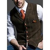 economico Abiti casual-Per uomo Retrò vintage Gilè A spina di pesce Taglio sartoriale Dentellato Monopetto - più bottoni Blu Verde Cachi 2023