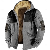 economico felpe in pile-Per uomo Felpa con cappuccio e zip Felpa con cappuccio a zip intera Sherpa peloso Giacca in pile Felpa con cappuccio in pile Blu Cachi Grigio Con cappuccio Liscio Zip Up Cerniera Tasche Sportivo
