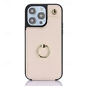 お買い得  iPhone用ケース-電話 ケース 用途 iPhone 16 Pro Max プラス iPhone 15 プロマックスプラス iPhone 14 13 12 11 Pro Max Plus iPhone 14 Pro Max iPhone 13 12 11 Pro Max バックカバー バンカーリング ストラップ付き カード挿入口 レトロ風 TPU PUレザー