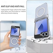 cheap Samsung Cases-Phone Case For Z Flip 6 Z Flip 5 Z Flip 4 Z Flip 3 Back Cover Magnetic Support Wireless Charging Shockproof Retro TPU Silicone