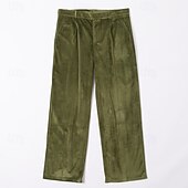 levne Volný-Pánské Oblekové Kalhoty Kalhoty pro volný čas Sametové kalhoty Přední kapsa Straight-Leg Bez vzoru Pohodlné Obchod Denní Dovolená Módní Elegantní &amp; moderní Vojenská zelená Fialová