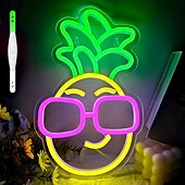abordables Lampes néon led-Panneau lumineux au néon ananas, lumière au néon LED alimentée par USB pour une décoration intérieure esthétique, un mariage, une chambre, une fête, une chambre d&#039;adolescent &amp;décoration murale de