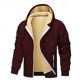 economico felpe in pile-Per uomo Felpa con cappuccio Felpa con cappuccio a zip intera Giacca con cappuccio Giacca in pile Nero Bianco Rosso Blu marino Blu Reale Con cappuccio Liscio Sportivo Giornaliero Per eventi Vintage
