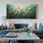 cheap Still Life Paintings-Handmade Original Nordic Minimalism Oil Painting On Canvas Contemporary Abstract Green Impasto Texture Wall Art for Home Decor With Stretched Frame/Without Inner Frame Painting
