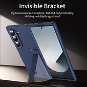 זול מארז סמסונג-טלפון מגן עבור קיפול Z 6 Z Fold 5 Z Fold 4 Z Fold 3 כיסוי אחורי עם מעמד עמיד בזעזועים רטרו PC מתכת