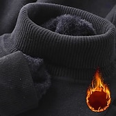 baratos suéter pulôver masculino-Homens Pulôver suéter Suéter de malha Estriado Robusto Tricotar Padrão Tricotado Tecido Gola Alta Moda Casual Roupa Diária Encontro Roupa Outono &amp; inverno Camelo Preto XS S M