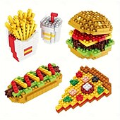 levne Stavební hračky-5ks vytvořit mini jídlo 3D model stavebnice - domácí burger hranolky párek v rohlíku pizza puzzle sestavení hračka s vzdělávacím festivalem dárky na Vánoce a den díkůvzdání