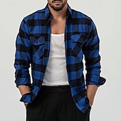 Bărbați Cămașă Cămașă de flanel Cămașă peste Plisat În aer liber Stradă Galben Albastru piscină Manșon Lung Iarnă Primăvara & toamnă Îmbrăcăminte ieftine cămăși de flanel-Bărbați Cămașă Cămașă de flanel Cămașă peste Plisat În aer liber Stradă Galben Albastru piscină Manșon Lung Iarnă Primăvara & toamnă Îmbrăcăminte