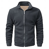 preiswerte Herrenjacken &amp; Herrenmäntel-Herren Winterjacke Freizeitjacke Täglich Urlaub warm Tasche Vlies Herbst Winter Glatt Modisch Strassenmode Ständer Standard Schwarz Hell Gray Armeegrün Dunkelblau Jacken