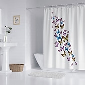 cheap Shower Curtains-Shower Curtain with Hooks 180cm*180cm(70&quot;*70&quot;) Polyester Washable Waterproof Pattern Bathroom Bathtub Decor Vintage Butterfly