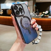 お買い得  iPhone用ケース-電話 ケース 用途 iPhone 16 Pro Max プラス iPhone 15 プロマックスプラス iPhone 14 13 12 11 Pro Max Plus iPhone 14 Pro Max iPhone 13 12 11 Pro Max バックカバー 磁石バックル ワイヤレス充電をサポート リストストラップ付き レトロ風 TPU アクリル