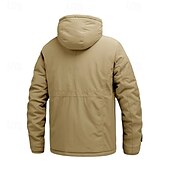 billiga Herrjackor och -rockar-Herr Utomhusjacka Fleece-jacka Sport &amp; Utomhus Håller värmen Fleecefoder Avtagbar huva Vinter Höst Aktiv Sport Normal Svart Marinblå Kaki Armégrön Jacka