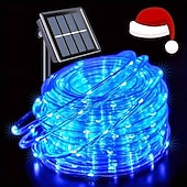 economico Striscie luci ad energia solare-7m-50leds/12m-100leds/22m-200leds lampada solare per esterni natalizia cortile balcone recinzione scala atmosfera festosa stringa di luci decorative