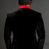 economico Blazer e Giacca-Blazer Giacca in Velluto da Uomo Tuxedo Natale Festa Casual Colore Solido Giacca Nera Rossa Vestibilità Standard A Doppio Petto Un Bottone