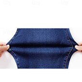お買い得  パンツ-女性用 標準 ジーンズ ファッション ストリートファッション 全長 ハイウエスト 純色 パッチワーク バットリフト 通気性 ソフト 伸縮性あり オフィス デイリーウェア ライト ブラック ダークブルー 春 &amp; 秋 スリム