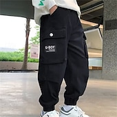 voordelige Broeken-Kinderen Jongens Broek Cargohosen Broek Lapwerk Zak Effen Kleur Ademend Zacht Comfort Broek Buiten Dagelijks Basic Zwart Khaki Middelhoge taille