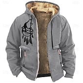 abordables Sudaderas de Caza-Hombre Lobo Vellón Sudaderas Manga Larga Sudaderas Con Capucha Diario Caza Otoño Invierno Negro Azul Piscina Marrón Ropa Diseñador Impresión gráfica S M L XL XXL XXXL
