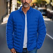 economico Piumini e parka da uomo-Per uomo piumino Piumino Cerniera Tasche Esterno Regali di Natale Interni Standard Classico Tenere al caldo Antivento Traspirante Inverno Autunno Tinta unica Nero Rosso Blu marino Blu reale Piumino