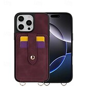 abordables Carcasas iPhone-teléfono Funda Para iPhone 16 Pro Max Plus iPhone 15 Pro Max Plus iPhone 14 13 12 Pro Max Plus iPhone 14 Pro Max iPhone 13 12 Pro Max Funda Trasera con Soporte Espejo con cordón Retro TPU Cuero de PU
