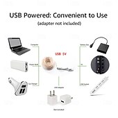 Недорогие Питание от USB-Водонепроницаемая гирлянда из 50 светодиодов длиной 5 м, теплый белый свет, пульт дистанционного управления на 13 кнопок, питание от USB, возможность настройки вилки для США/ЕС/Великобритании, для декора рождественской вечеринки на открытом воздухе