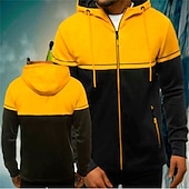 abordables Survêtements-Homme Sweat à capuche Veste Capuche Patchwork Zippé manche longue Pardessus Casual Athleisure Automne Respirable Doux Exercice Physique Fonctionnement Marche Tenue de sport Tenues de Sport Bloc de