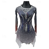 cheap Figure Skating Dresses-Figure skating costumes for adults and children black custom spandex mesh grading performance costumes competition training rhinestone shaped women&#039;s skirts performance costumes
