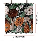 baratos Cortinas de Banho-Cortina de Chuveiro com 12 Ganchos 180cm*180cm(70&quot;*70&quot;) Poliéster Lavável Impermeável Padrão de Decoração de Banheiro para Banheira com Flores Peônia Vintage