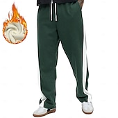 baratos Calças Desportivas-Homens Corredor Calças de moletom de lã Cintura elástica com cordão Dia a Dia Bolsos Calças de perna reta Térmica Inverno Impressão 3D Preto Vinho Azul