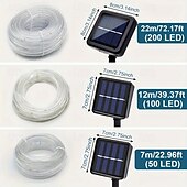 economico Striscie luci ad energia solare-7m-50leds/12m-100leds/22m-200leds lampada solare per esterni natalizia cortile balcone recinzione scala atmosfera festosa stringa di luci decorative