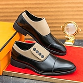 tanie Półformalny-męskie, vintage, formalne buty typu oxford – dwukolorowa sztuczna skóra i zamszowe guziki, idealne na spotkania biznesowe i specjalne okazje