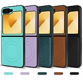 お買い得  サムスン用ケース-電話 ケース 用途 Zフリップ6 Z Flip 5 Z Flip 4 バックカバー スタンド付き 磁石バックル ワイヤレス充電をサポート レトロ風 TPU PUレザー