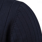 billiga Herrarnas Elite Tröjor &amp; Koftor-Herr Sticka Ensfärgat Halv dragkedja Stickat Elegant Julklappar Hem Kläder Höst Vinter Svart Marinblå S M L