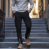 cheap Cargo Pants-Men&#039;s Cargo Pants Trousers Casual Pants Zipper Pocket Plain Comfort Breathable Full Length Casual Daily Holiday Fashion Streetwear Black White Micro-elastic
