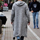 abordables Gilet-Homme Gilet Cardigan Pull en tricot A côtes Tricoter Longue Poche Plaine / Solide Capuche Mode Classique Usage quotidien Rendez-vous Vêtement Tenue Automne hiver Gris M L XL