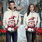 abordables Sudaderas y sudaderas con capucha divertidas-Navidad Muñeco de Nieve Sudadera Sudadera con capucha navideña divertida 3D Navidad Bolsillo delantero Gráfico Para Pareja Hombre Mujer Adulto Navidad Carnaval Impresión 3D Fiesta Festival