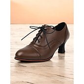 cheap 1950s-Women&#039;s Vintage Oxford Lace-Up Shoes - Retro Style Kitten Heel Brogue Design, Perfect for Office Wear and Classic Outfits