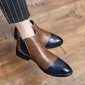 levne Boty Chelsea-pánské dvoubarevné chelsea boots z umělé kůže – stylové nazouvací kotníkové boty s čepicí a elastickými panely pro běžné i formální příležitosti
