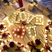 baratos Luzes decorativas-letreiro com luzes de letras led, 26 letras do alfabeto iluminadas, lâmpadas decorativas alimentadas por bateria para casamentos, aniversários, festas, bar em casa e decoração de natal