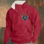 abordables Sudaderas Básicas_-Hombre Sudadera Sudadera Con Capucha Sudadera con un cuarto de cremallera Negro Verde Ejército Rojo Azul Marino Caqui Media cremallera Graphic Estampado Estampado Cremallera de un cuarto Navidad