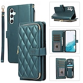 cheap Samsung Cases-Phone Case For S24 Ultra S24 Plus S24 S24 FE S23 S22 S21 S20 Ultra Plus FE A55 A35 A25 A15 5G A54 A34 A14 A73 A53 A33 A23 A13 A72 A52 A32 A22 A12 A51 Flip Cover with Stand Holder Zipper with Wrist