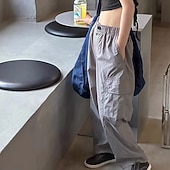 preiswerte Unterteile-kinderkleidung Mädchen Hose Feste Farbe Strassenmode Tasche Schulanfang 4 Jahre + Frühling Rosa Beige Grau