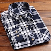 economico camicie di flanella-Per uomo Camicia Camicia di flanella Sovracamicia A quadri Natale Esterno Bianco Rosso Blu marino scuro Verde Manica lunga Inverno Primavera &amp; Autunno Abbigliamento
