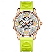 abordables Relojes mecánicos-Reloj de hombre ONOLA lujo moda de alta calidad hueco automático mecánico impermeable reloj de pulsera de silicona