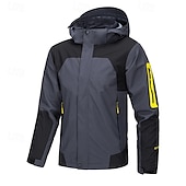 abordables Softshell, polares y chaquetas de montaña-Hombre La chaqueta con capucha Chaqueta Softshell Chaqueta para senderismo Al aire libre Bloque de color Resistente al Viento Resistente al Agua Chaqueta cortavientos Viaje Negro Azul Beige Gris