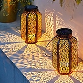 tanie Światła ścieżki i latarnie-Lampy wiszące LED solarne - ścieżka ogrodowa zewnętrzna retro latarnia z kutego żelaza, wodoodporna na balkon, taras, trawnik, dekoracja wewnątrz/na zewnątrz 1 szt.