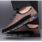 abordables Baskets-chaussures de sport décontractées à la mode pour hommes – baskets légères marron et noires avec motif brodé et fermeture à lacets élastique