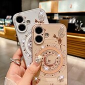 abordables Carcasas iPhone-teléfono Funda Para iPhone 16 Pro Max Plus iPhone 15 Pro Max Plus iPhone 14 13 12 11 Pro Max Plus iPhone 14 Pro Max iPhone 13 12 11 Pro Max Funda Trasera Magnética Soporte de carga inalámbrica con