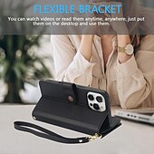 levne Pouzdra pro iPhone-telefon Carcasă Pro iPhone 16 Pro Max Plus iPhone 15 Pro Max Plus iPhone 14 13 12 11 Pro Max Plus Mini iPhone 14 Pro Max iPhone 13 12 11 Pro Max Zadní kryt se stojánkem Zip s Lanyardem Retro TPU PU