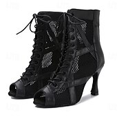 baratos Botas de dança-Mulheres Botas de Dança Profissional Botas sexy Moda Botas zíper Com Cadarço Adulto Preto