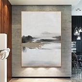 お買い得  風景画-手描きのわびさびアートワーク絵画壁アート油絵キャンバスに手作りベージュ抽象画一組ベージュテクスチャ壁アートニュートラル抽象壁アートボヘミアンウォールデコレーション